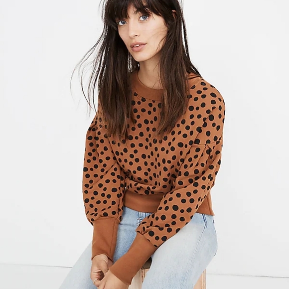 MADEWELL Pleat Sleeve Sweatshirt Leopard Dot - Picture 4 of 4